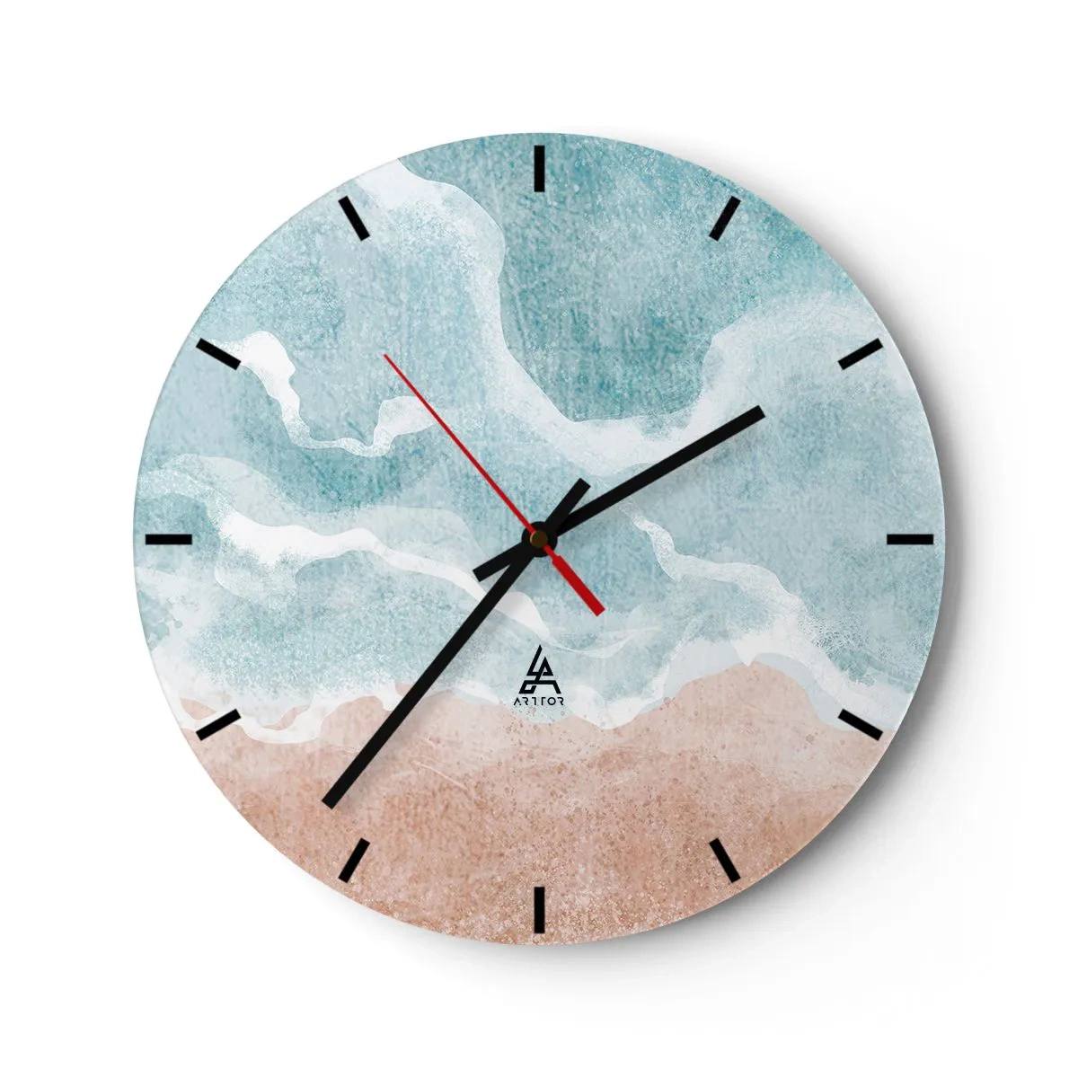 Reloj de pared - Reloj de vidrio - Abstracción pastel que recuerda al cielo y la arena. - 30x30cm - Abstracción de nubes - Decoración de pared moderna para salón, cocina y dormitorio ARTTOR