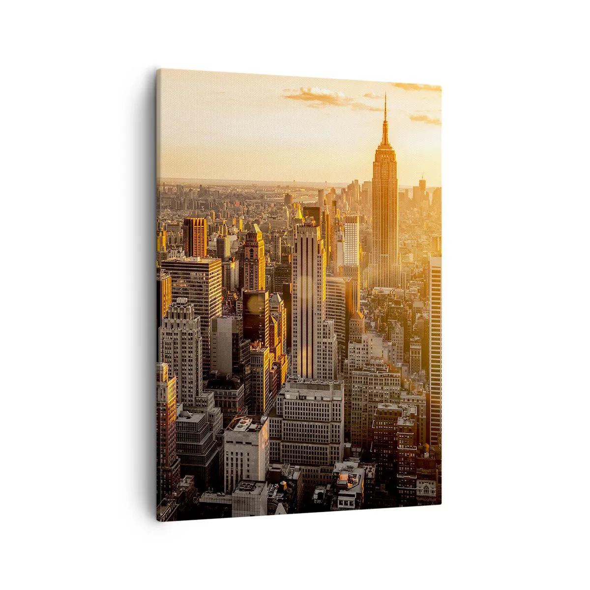 Cuadro sobre lienzo - Impresión de Imagen - El horizonte de la ciudad de Nueva York al atardecer con vistas al Empire State Building - 50x70cm - Creciendo al sol - Decoración de pared moderna para salón y dormitorio ARTTOR