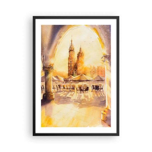Póster en marco negro - Este sobre el mercado de Cracovia - 50x70 cm