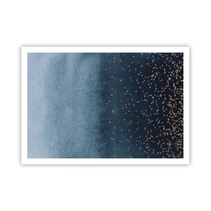 Póster - Degradados azules con sutiles acentos dorados - 100x70cm - Composición - fases azules - Decoración de pared moderna para salón y dormitorio ARTTOR