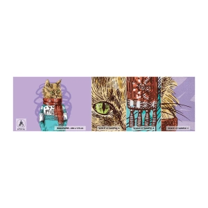 Muestra de fotomural Premium Canvas - El gato no solo tenía botas - Abstracción, Gato, Suéter de lana - 100x30 cm