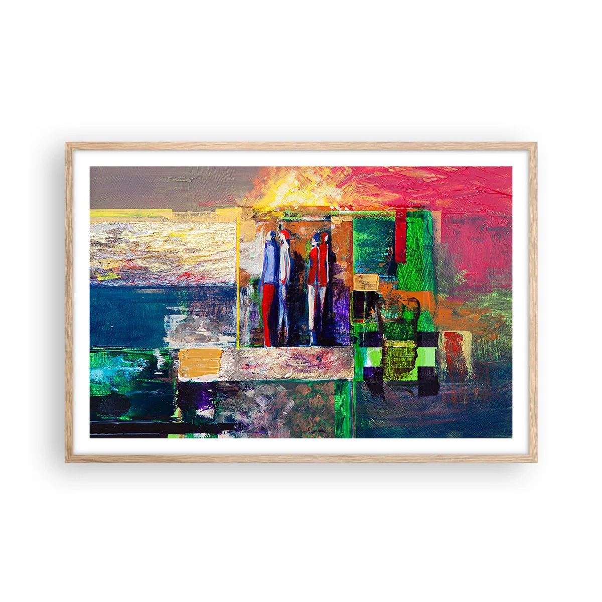 Póster en marco roble claro - Relaciones y emociones - 91x61 cm