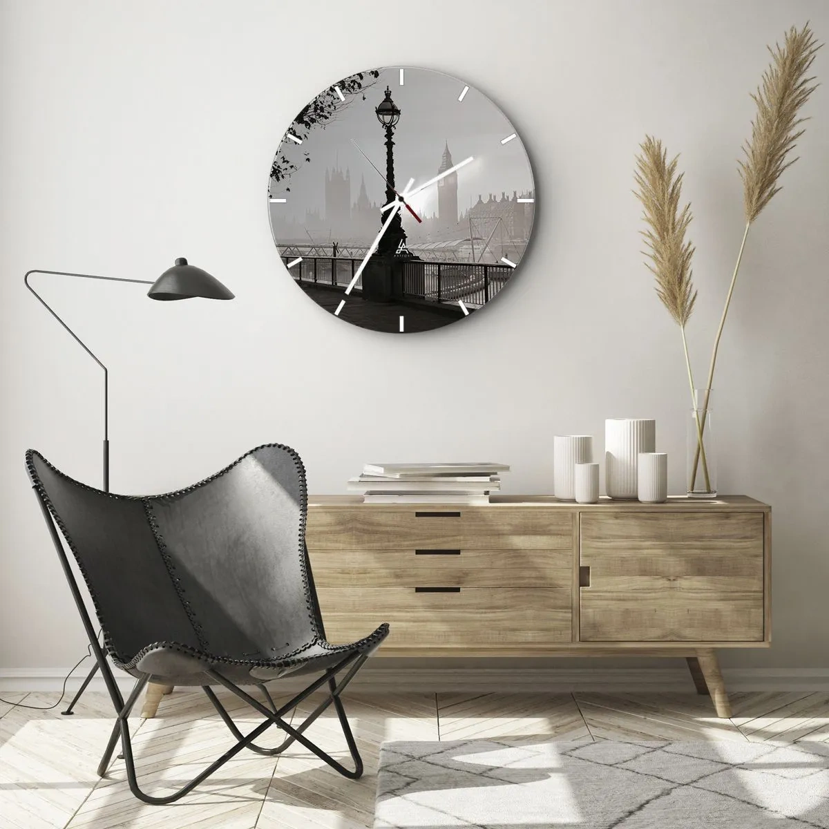 Reloj de pared - Reloj de vidrio - La mañana de Londres - 30x30 cm