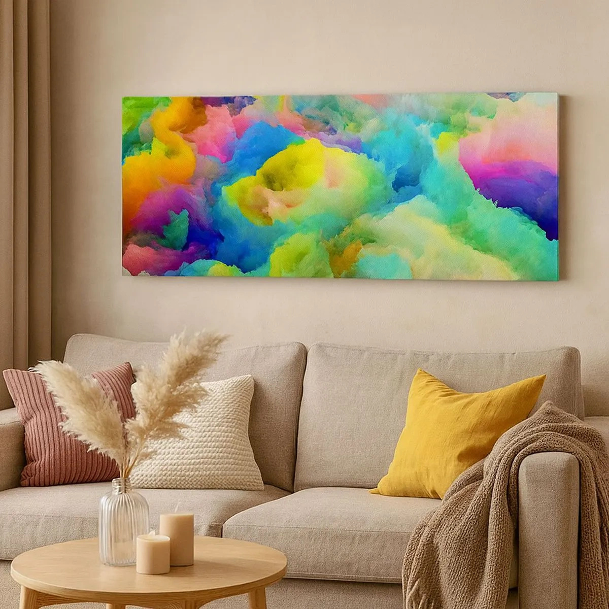 Cuadro sobre lienzo - Impresión de Imagen - Arco iris borroso - 100x40 cm