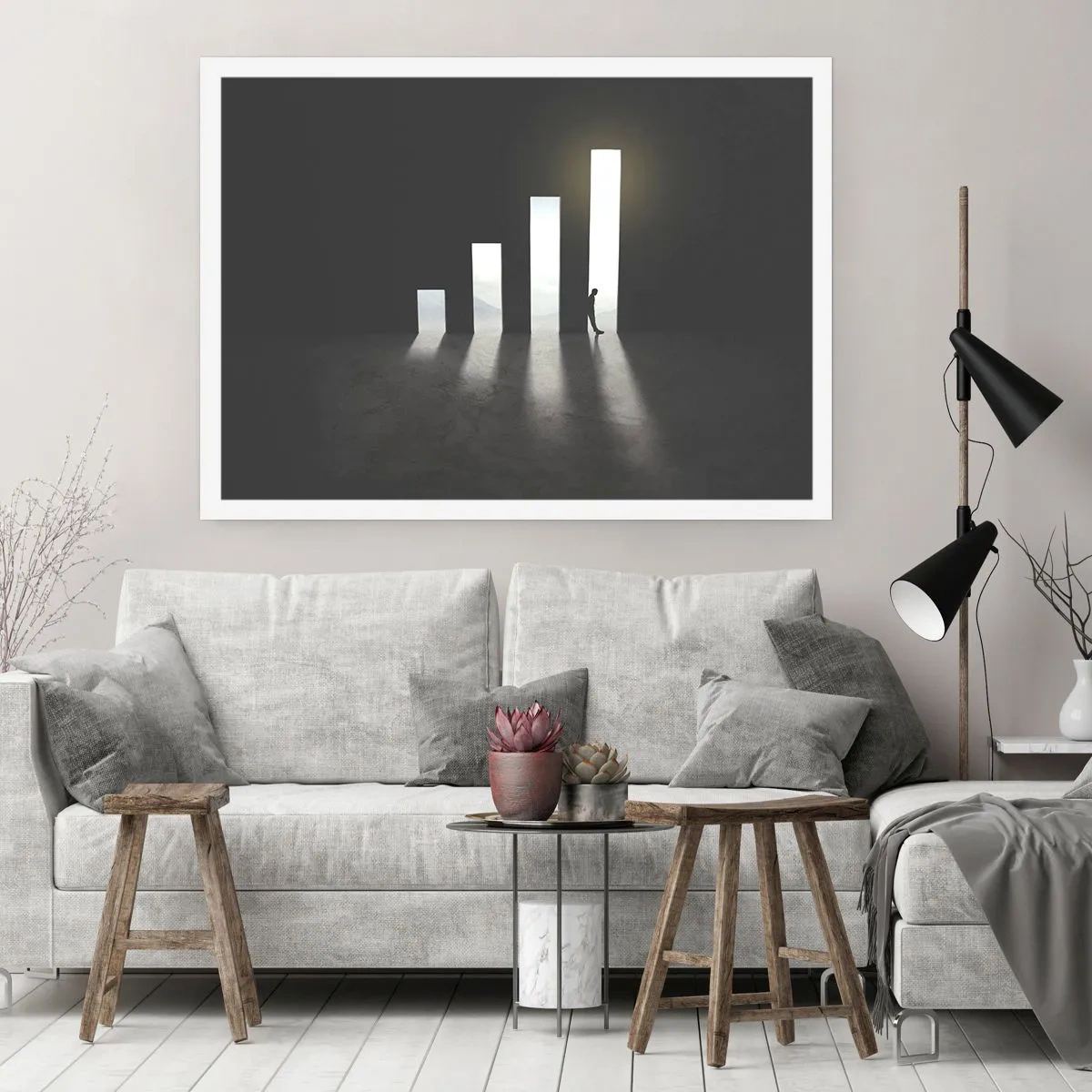 Póster - Crecimiento simbólico en forma de pasajes iluminados por la luz. - 100x70cm - El camino del éxito - Decoración de pared moderna para salón y dormitorio ARTTOR