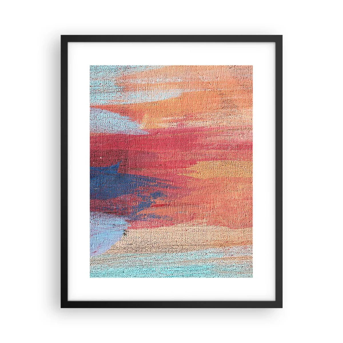 Póster en marco negro - Trazos de arco iris - 40x50 cm