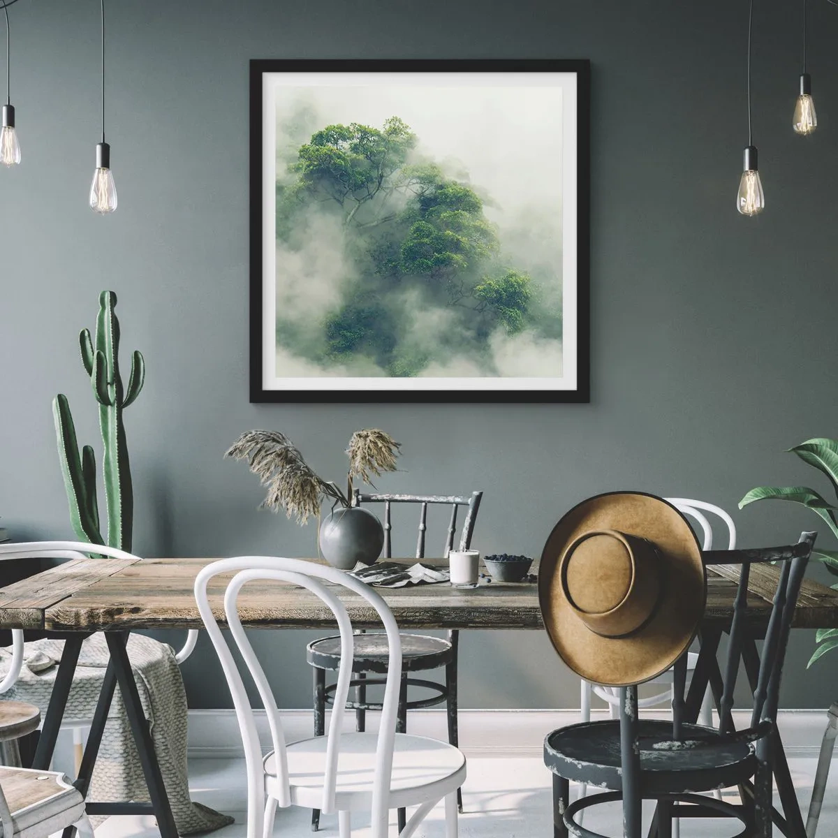 Póster en marco negro - Envuelto en niebla - 50x50 cm