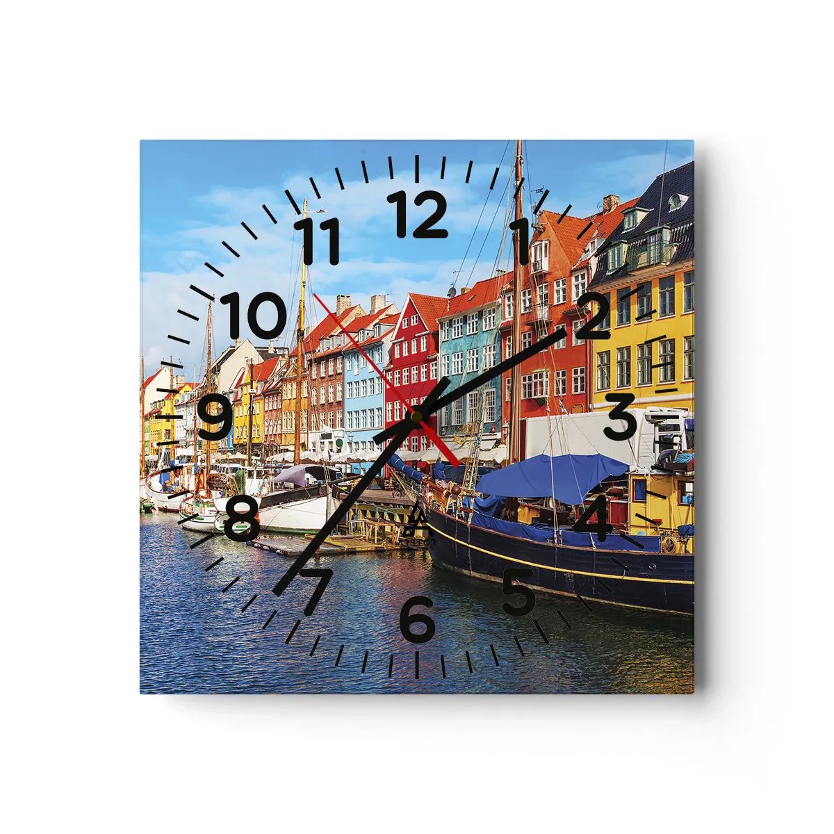 Reloj de pared - Reloj de vidrio - Muelle alegre - 30x30 cm