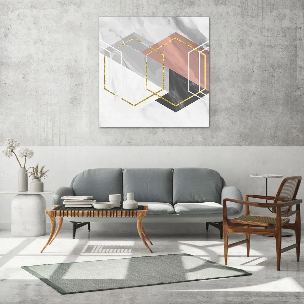 Cuadro sobre vidrio - Impresiones sobre Vidrio - Composición en cadena - 70x70 cm