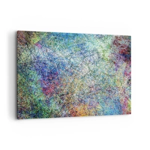 Cuadro sobre lienzo - Impresión de Imagen - Composición abstracta con líneas y texturas multicolores. - 100x70cm - No es tan fácil - Decoración de pared moderna para salón y dormitorio ARTTOR