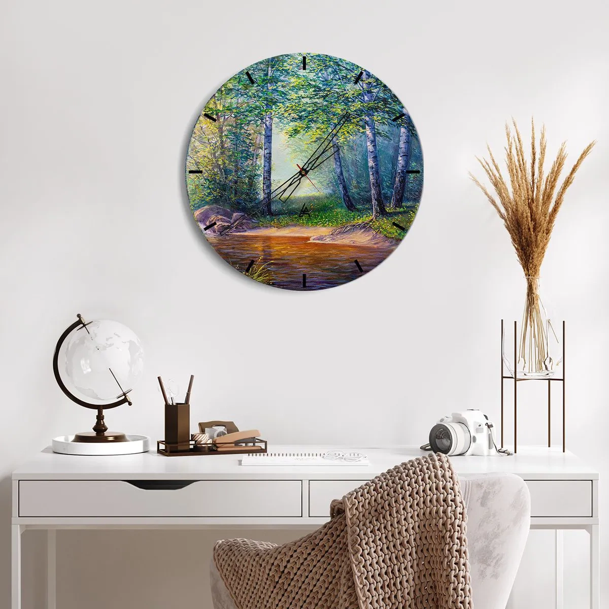 Reloj de pared - Reloj de vidrio - Paisaje idílico - 40x40 cm