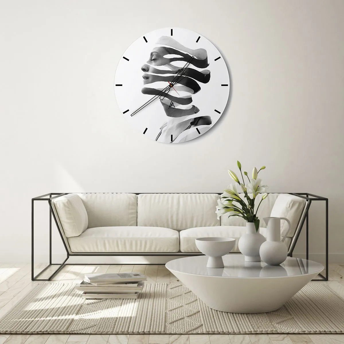Reloj de pared - Reloj de vidrio - Retrato surrealista - 40x40 cm