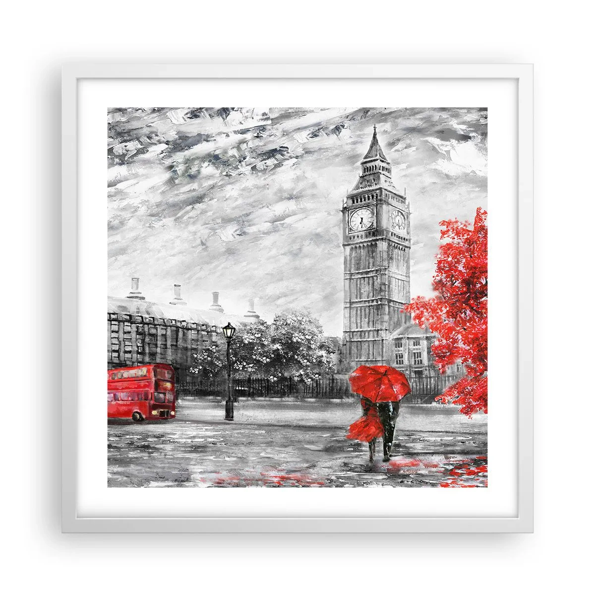 Póster en marco blanco - Un día emocionante - 50x50 cm