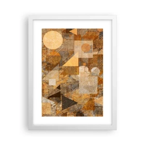 Póster en marco blanco - Estudio cubista en bronce - 30x40 cm