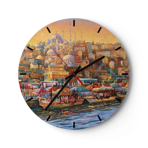 Reloj de pared - Reloj de vidrio - Una historia en Estambul - 40x40 cm