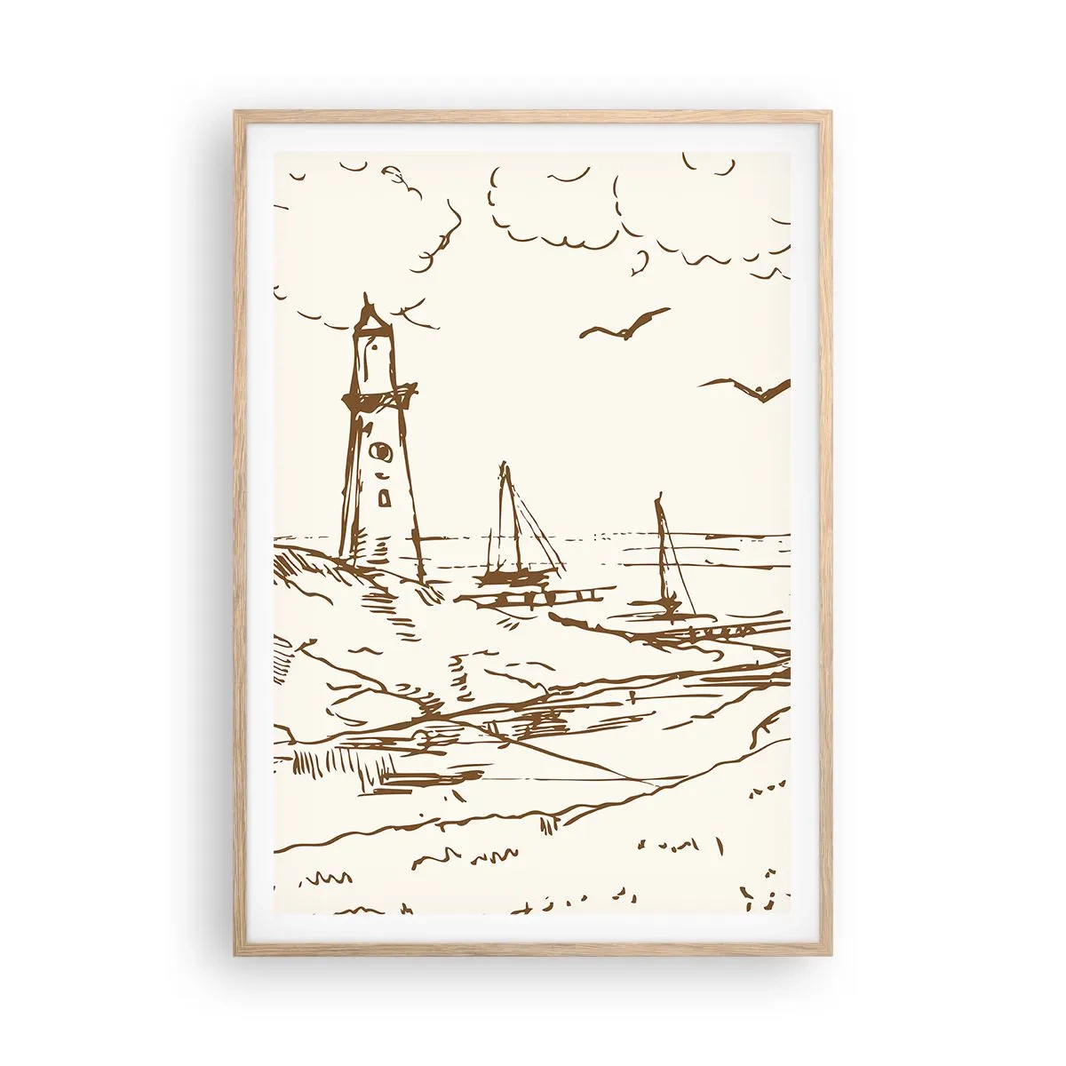 Póster en marco roble claro - Un esbozo de un recuerdo de verano - 70x100 cm