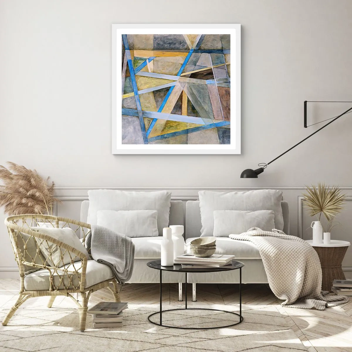 Póster en marco blanco - ¿Recto o inclinado? - 50x50 cm