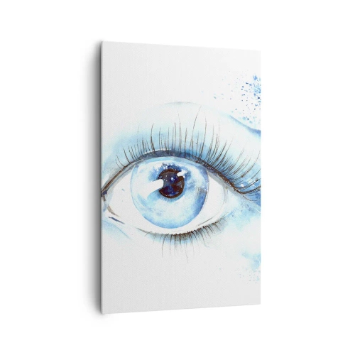 Cuadro sobre lienzo - Impresión de Imagen - Acuarela artística de un ojo con una onda dinámica. - 80x120cm - Sumérgete en el azul de tu mirada - Decoración de pared moderna para salón y dormitorio ARTTOR