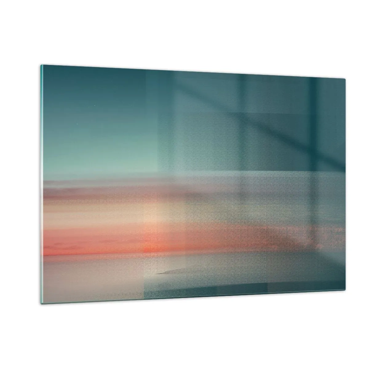Cuadro sobre vidrio - Impresiones sobre Vidrio - Una abstracción pastel que recuerda las ondas de luz al atardecer. - 120x80cm - Abstracción: ondas de luz - Decoración de pared moderna para salón y dormitorio ARTTOR