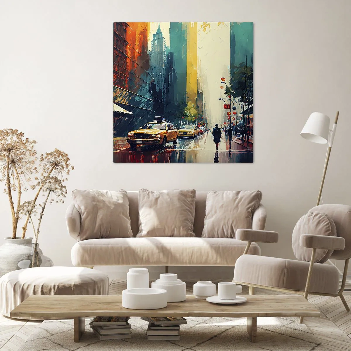 Cuadro sobre lienzo - Impresión de Imagen - Nueva York - hasta la lluvia es colorida - 30x30 cm