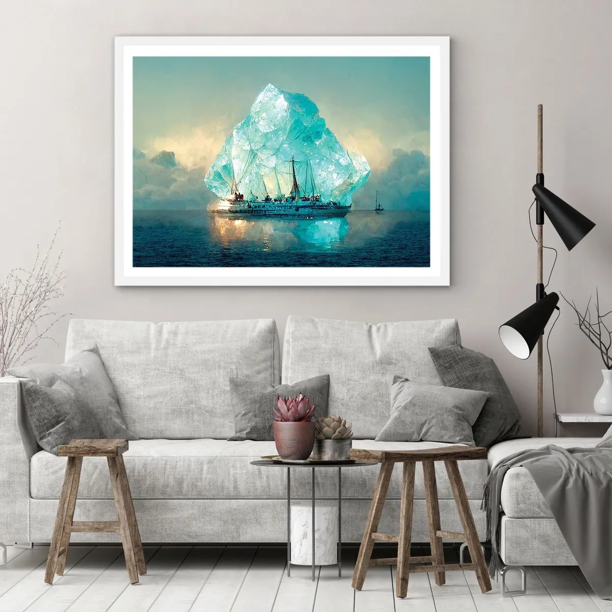 Póster en marco blanco - Diamante ártico - 100x70 cm