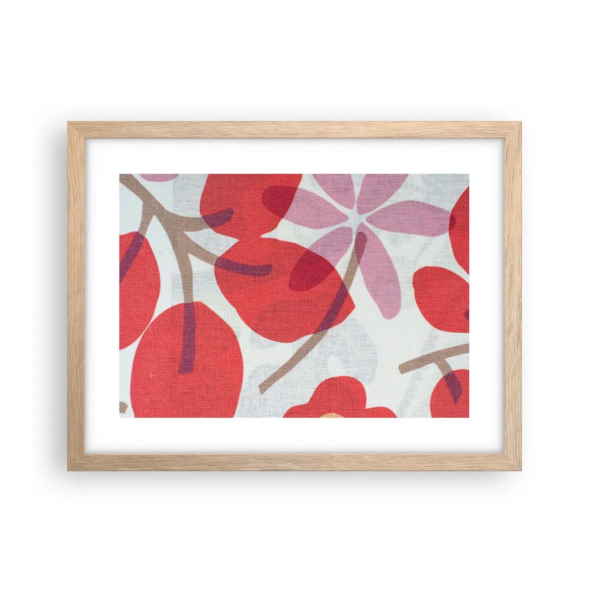 Póster en marco roble claro - Composición floral en rosa - 40x30 cm