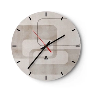Reloj de pared - Reloj de vidrio - Un patrón geométrico minimalista en tonos beige. - 30x30cm - Fuga geométrica - Decoración de pared moderna para salón, cocina y dormitorio ARTTOR