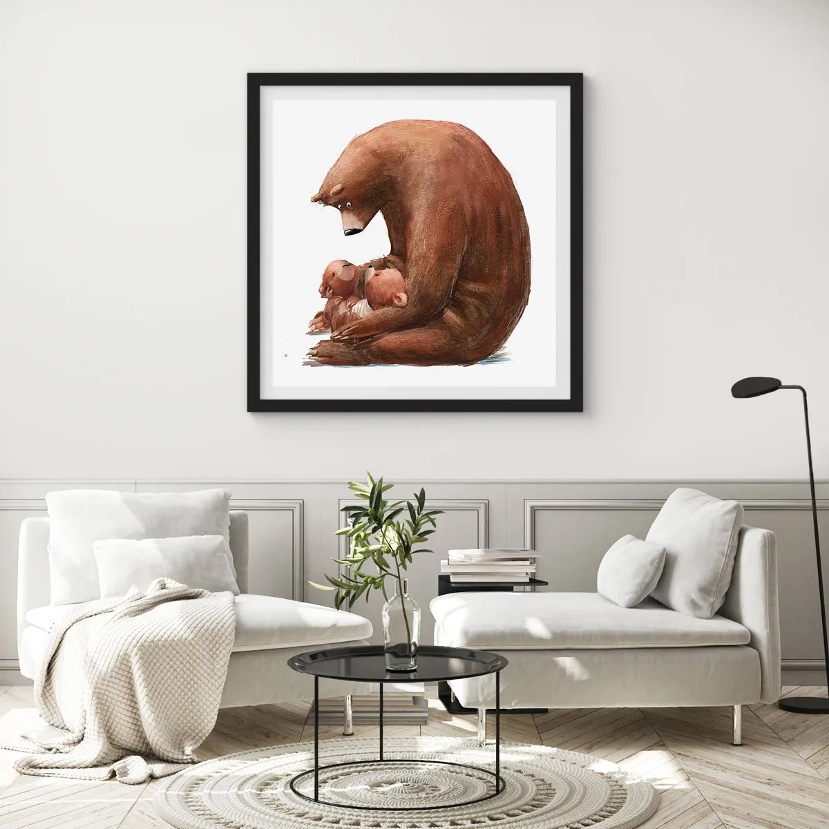 Póster en marco negro - Dulces sueños, niños - 60x60 cm