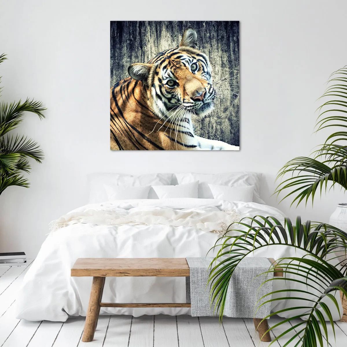 Cuadro sobre lienzo - Impresión de Imagen - Retrato en corrientes de luz - 40x40 cm