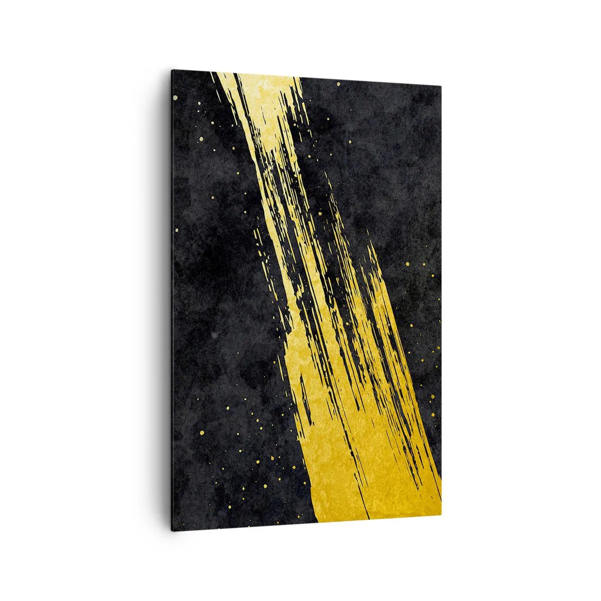 Cuadro sobre lienzo - Impresión de Imagen - Fondo negro con pinceladas doradas dinámicas - 80x120cm - Saltar al hiperespacio - Decoración de pared moderna para salón y dormitorio ARTTOR