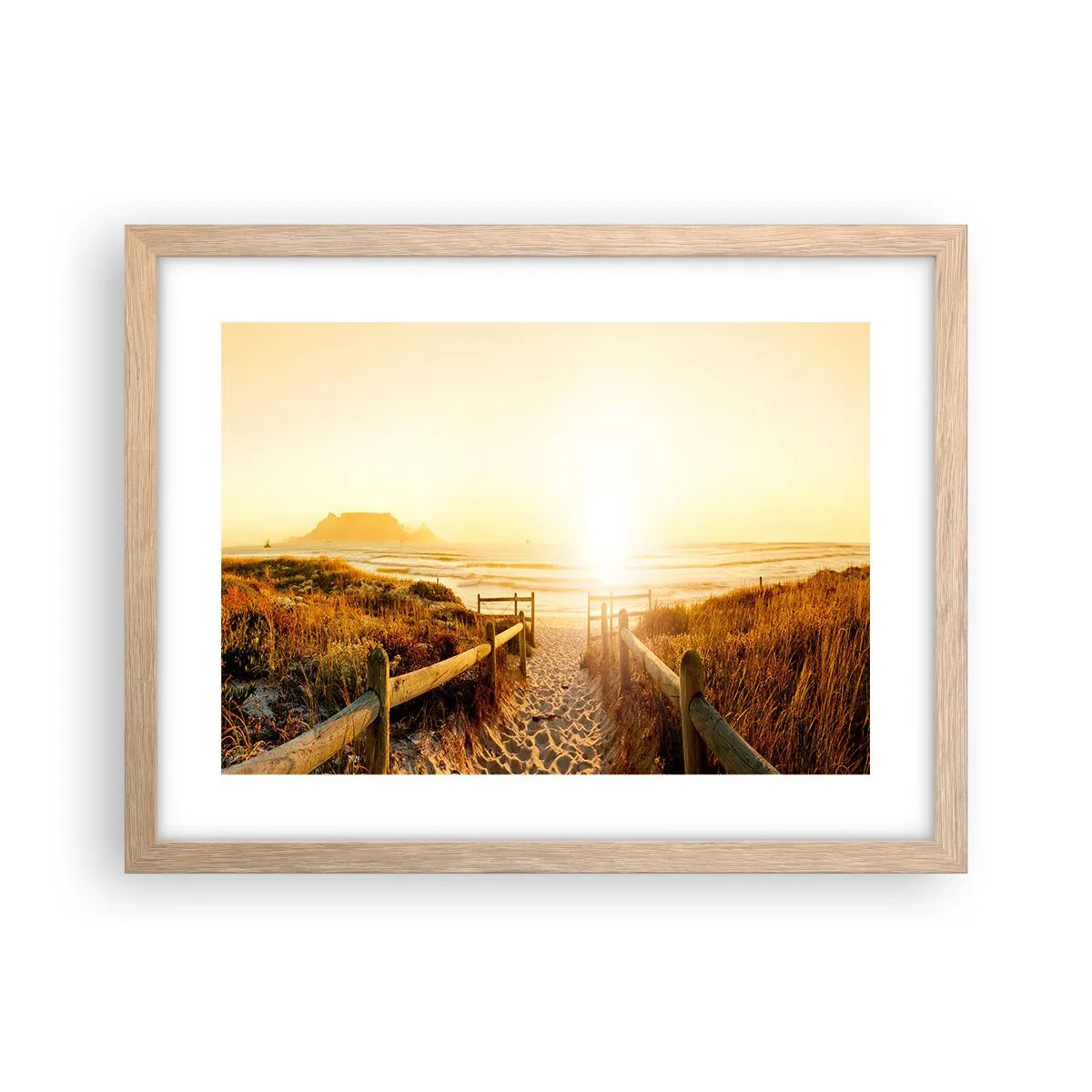Póster en marco roble claro - A través de la duna, hacia el sol - 40x30 cm
