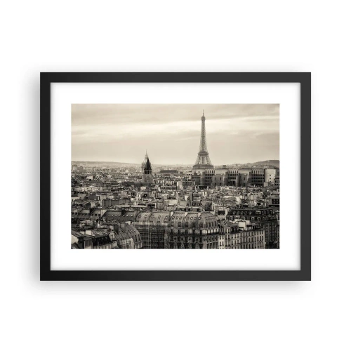 Póster en marco negro - Sobre los tejados de París - 40x30 cm