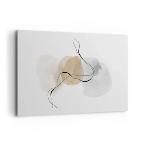 Cuadro sobre lienzo - Impresión de Imagen - Abstracción minimalista en tonos beige y gris. - 120x80cm - Pompas de aire - Decoración de pared moderna para salón y dormitorio ARTTOR