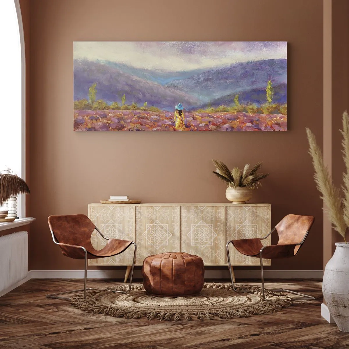 Cuadro sobre lienzo - Impresión de Imagen - En un mundo de lavanda - 100x40 cm