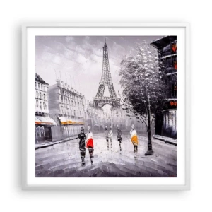 Póster en marco blanco - Un paseo parisino - 60x60 cm