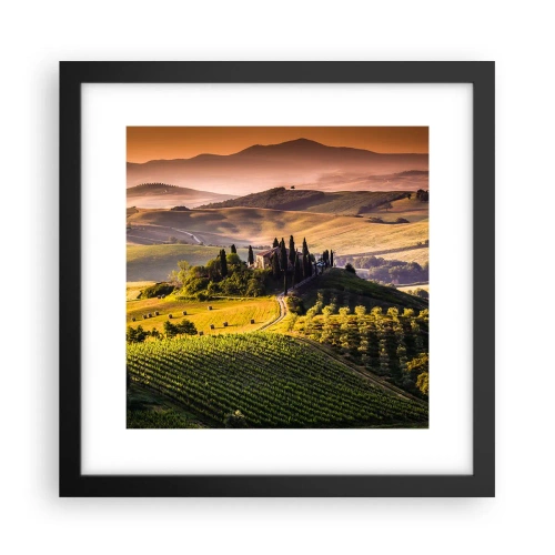 Póster en marco negro - Paisaje toscano - 30x30 cm