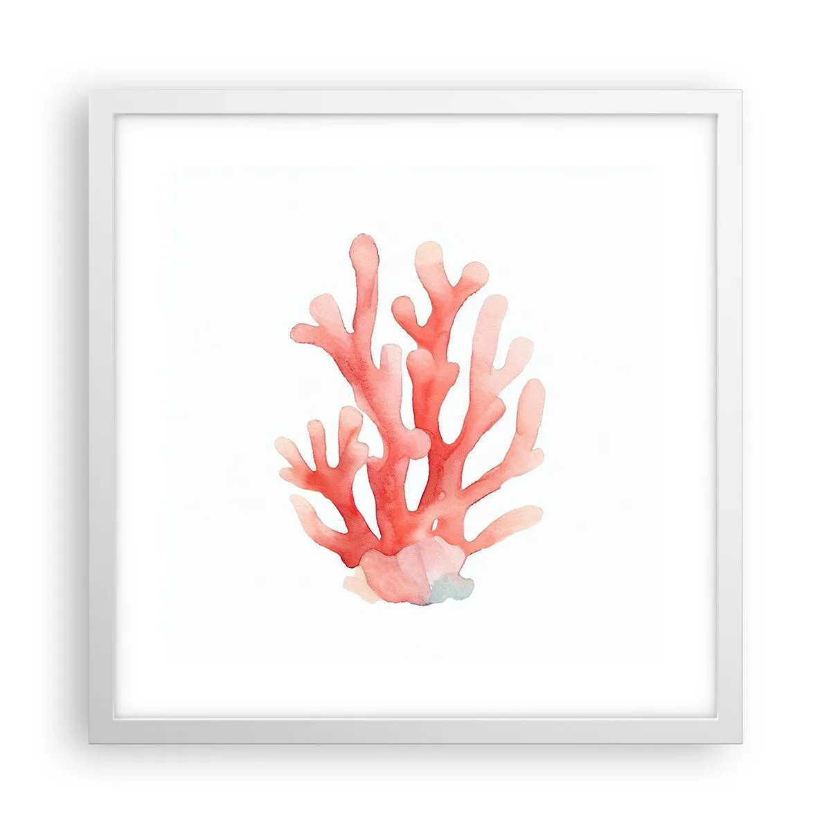 Póster en marco blanco - La hermosura del color coral - 40x40 cm
