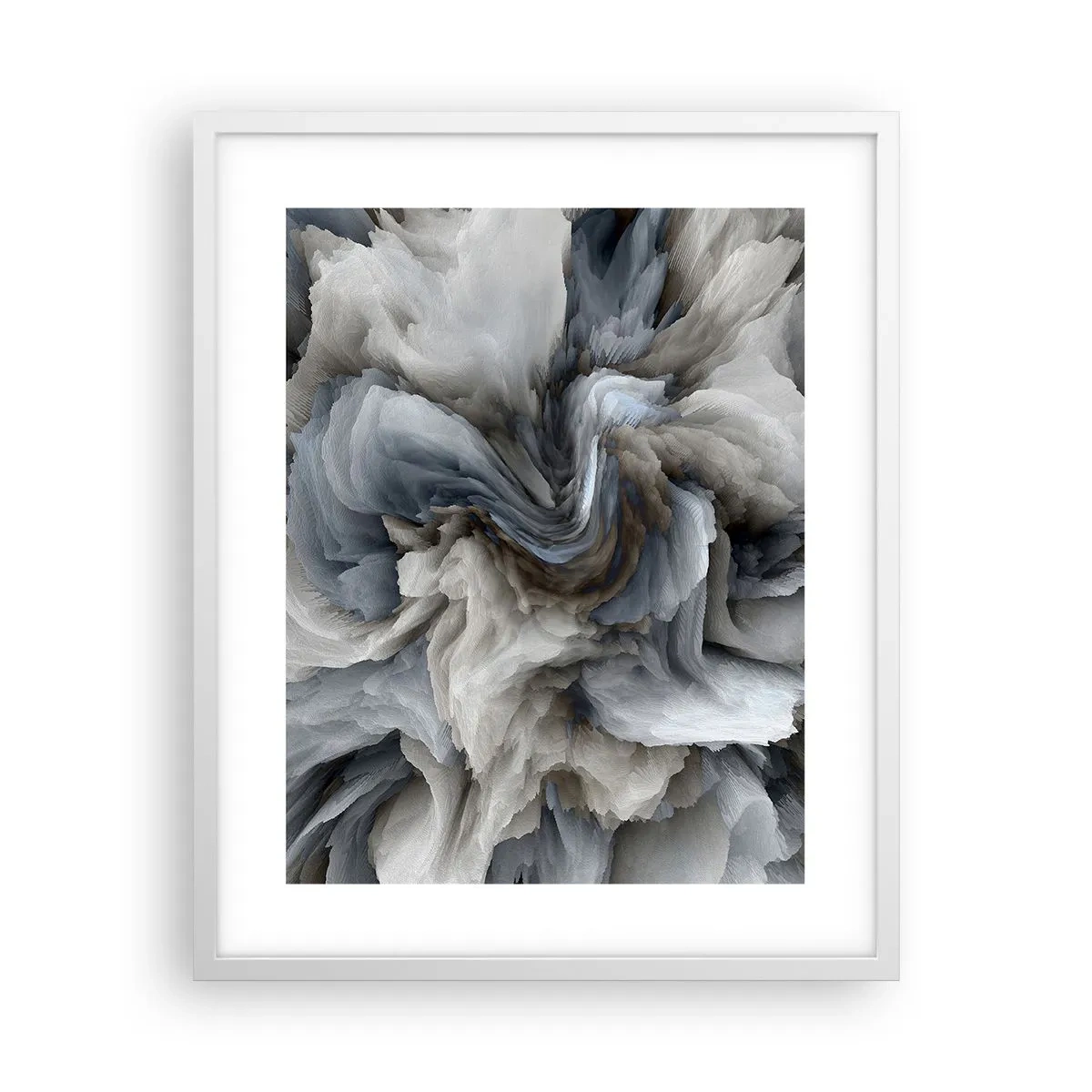 Póster en marco blanco - Piedra y flor - 40x50 cm