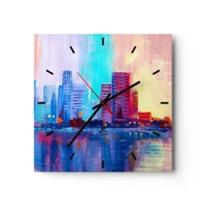 Reloj de pared - Reloj de vidrio - Bañado en color - 40x40 cm