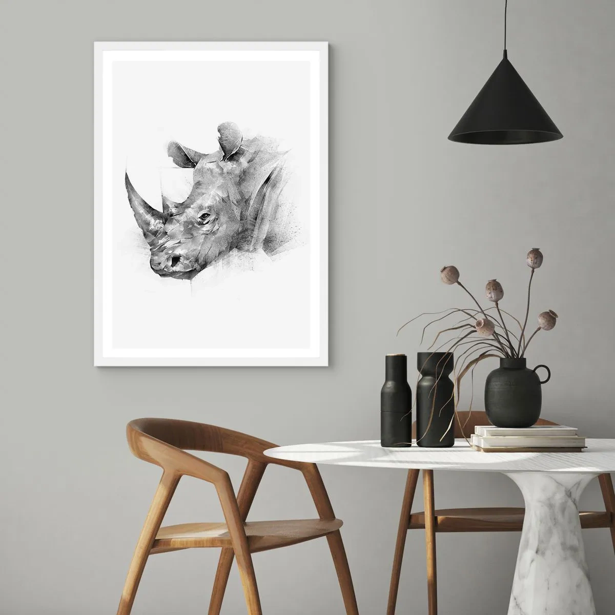 Póster en marco blanco - Retrato africano - 70x100 cm