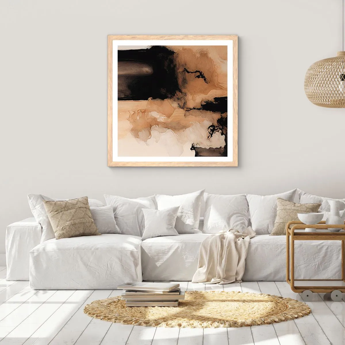 Póster en marco roble claro - Una abstracción intrigante - 30x30 cm