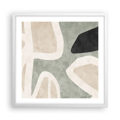 Póster en marco blanco - Composición con un toque negro - 50x50 cm