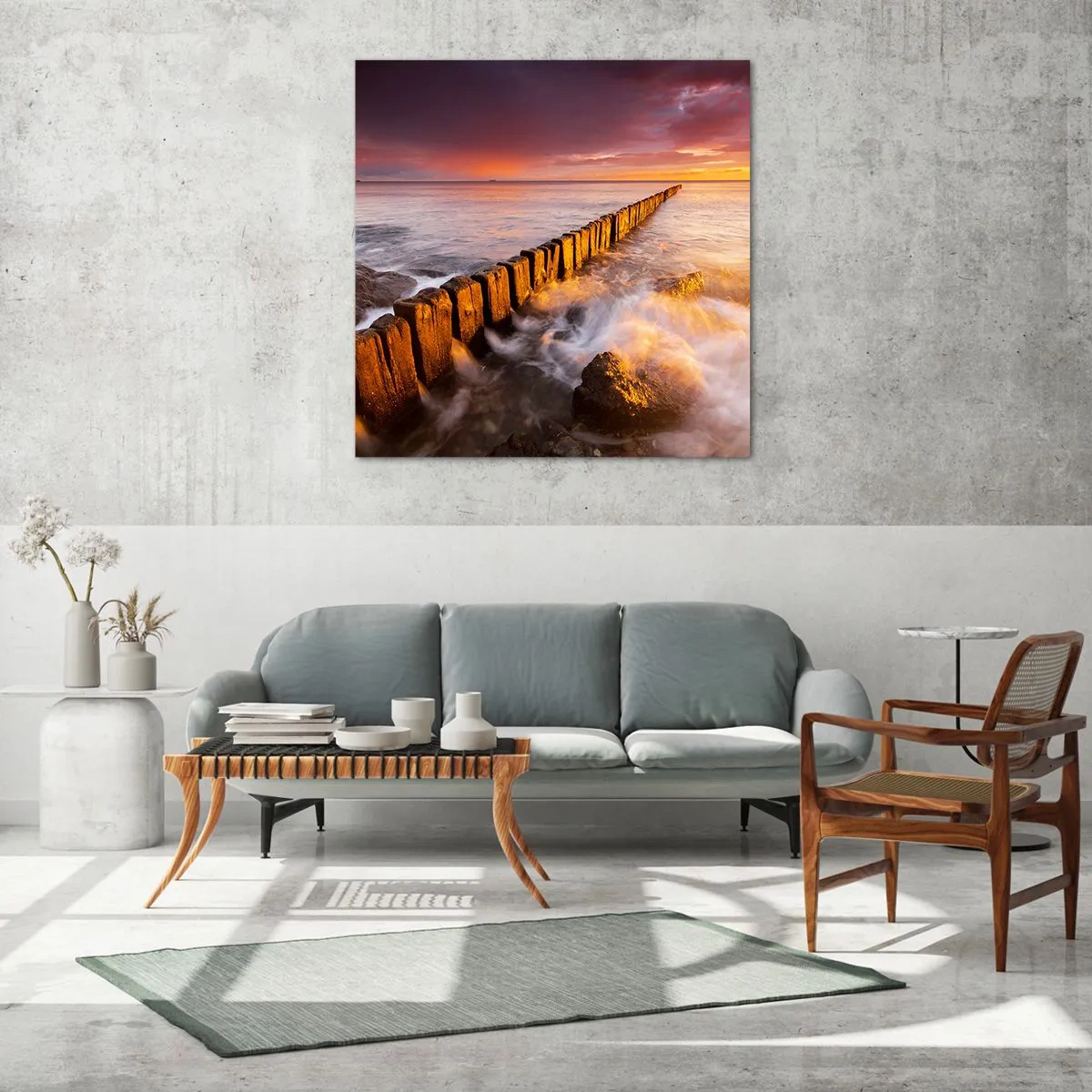 Cuadro sobre vidrio - Impresiones sobre Vidrio - La dulzura de las olas - 40x40 cm