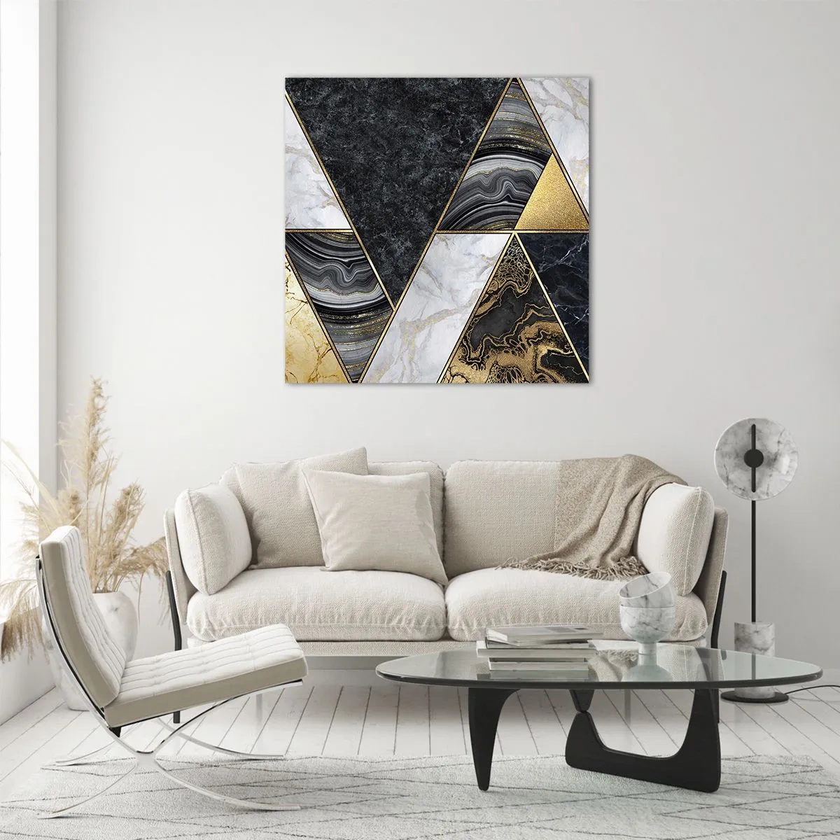 Cuadro sobre vidrio - Impresiones sobre Vidrio - Collage de piedras - 40x40 cm