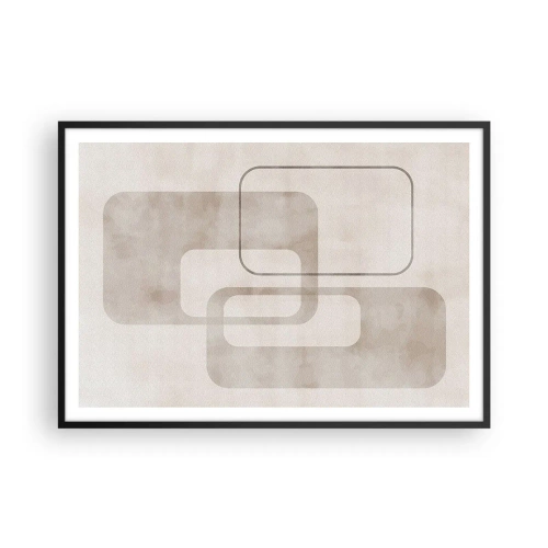 Póster en marco negro - Una composición minimalista con rectángulos en tonos beige sobre un fondo sutil. - 100x70cm - Fuga geométrica - Decoración de pared moderna para salón y dormitorio ARTTOR