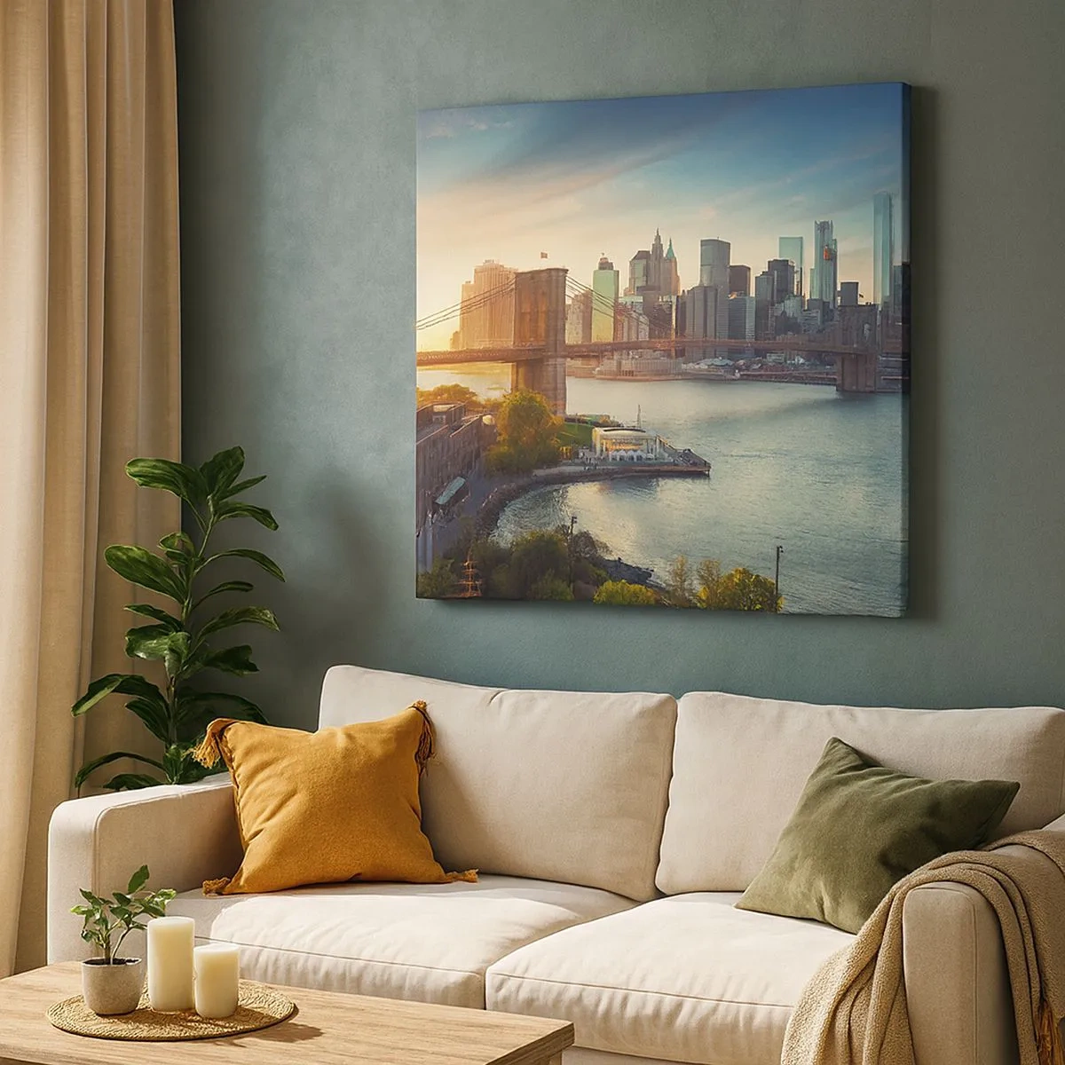 Cuadro sobre lienzo - Impresión de Imagen - El amanecer de la gran ciudad - 30x30 cm