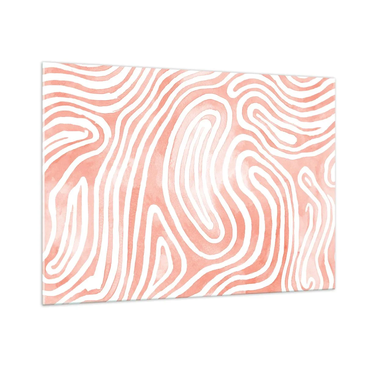 Cuadro sobre vidrio - Impresiones sobre Vidrio - Patrón abstracto en tonos blancos y corales. - 100x70cm - En un laberinto de coral - Decoración de pared moderna para salón y dormitorio ARTTOR