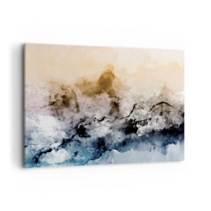 Cuadro sobre lienzo - Impresión de Imagen - Paisaje abstracto con niebla y colores sutiles. - 100x70cm - Hundido en una nube de niebla - Decoración de pared moderna para salón y dormitorio ARTTOR