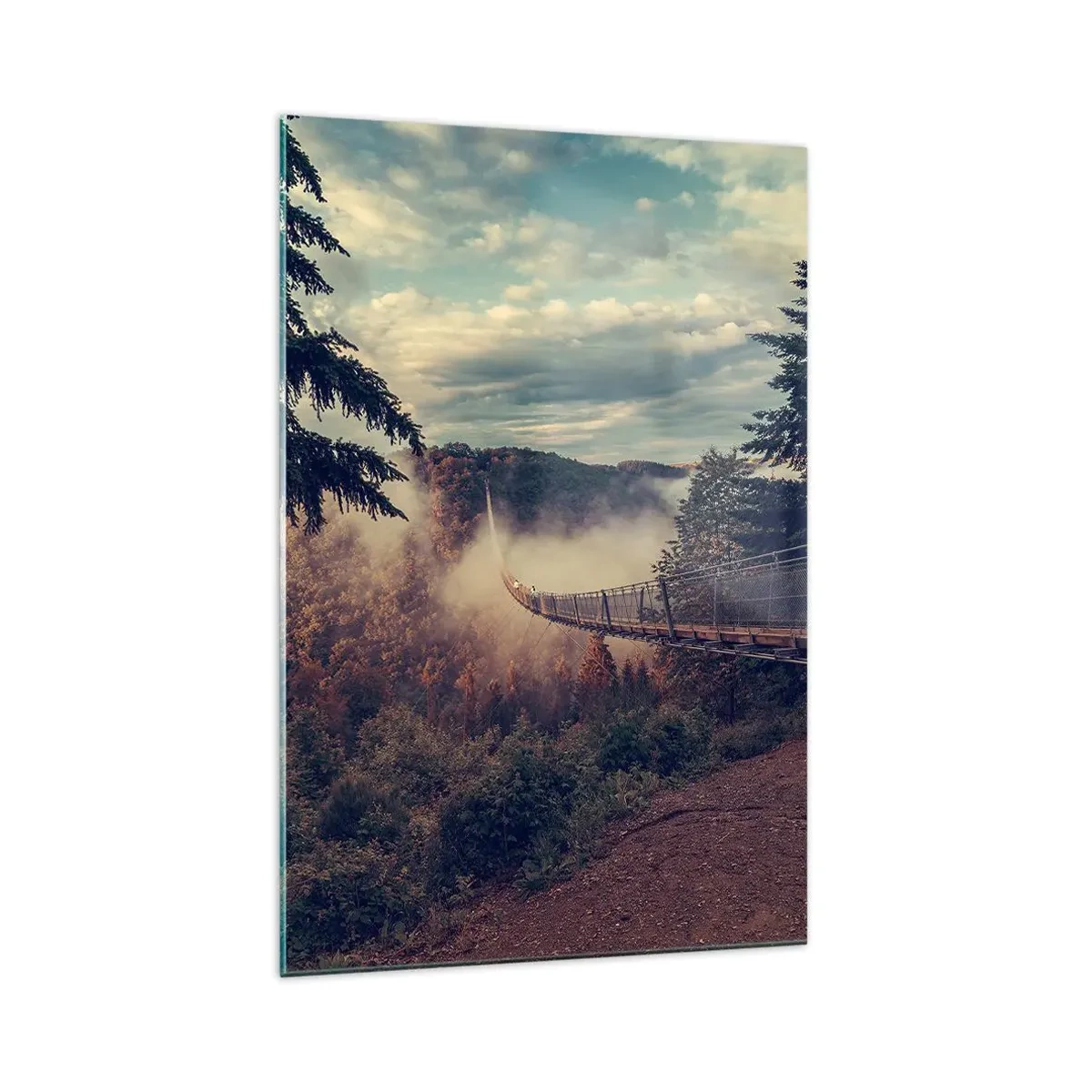 Cuadro sobre vidrio - Impresiones sobre Vidrio - Sobre un bosque otoñal - 70x100 cm