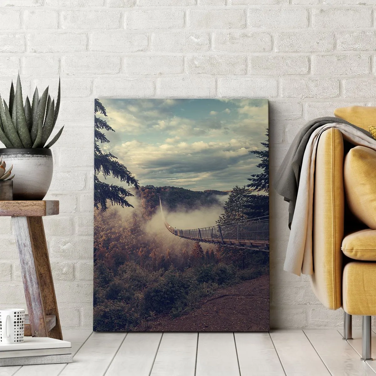 Cuadro sobre lienzo - Impresión de Imagen - Sobre un bosque otoñal - 55x100 cm